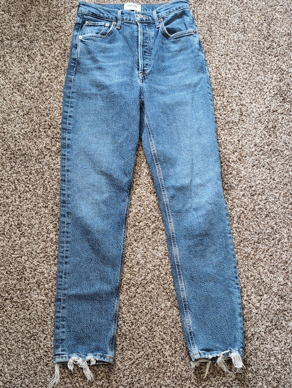 Agolde Riley Long Straight Leg Button fly Jeans Size 23